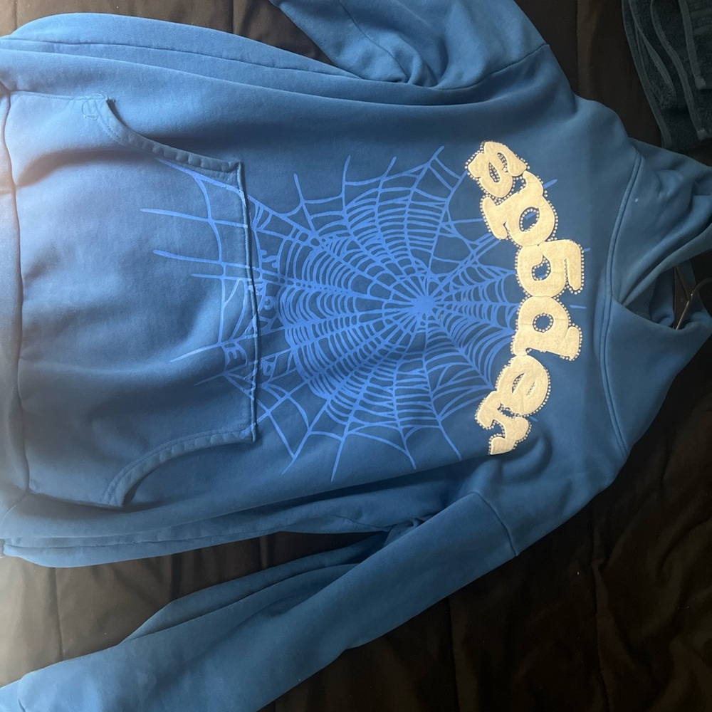 Blue Spider Web Graphic Hoodie